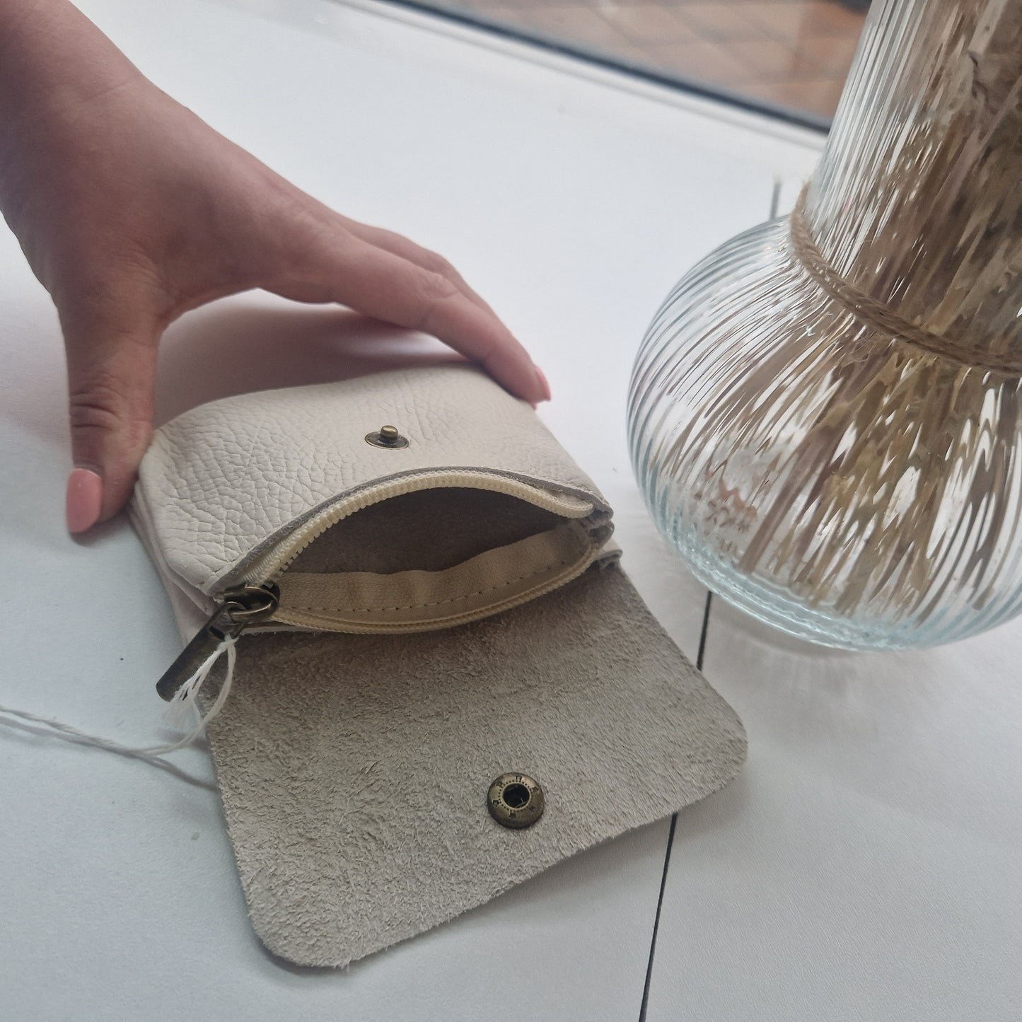 Leather coin purse - wine