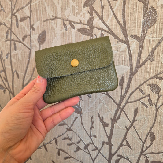 Leather coin purse - olive