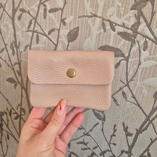 Leather coin purse - blush pink