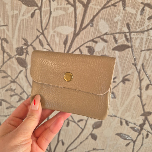 Leather coin purse - taupe