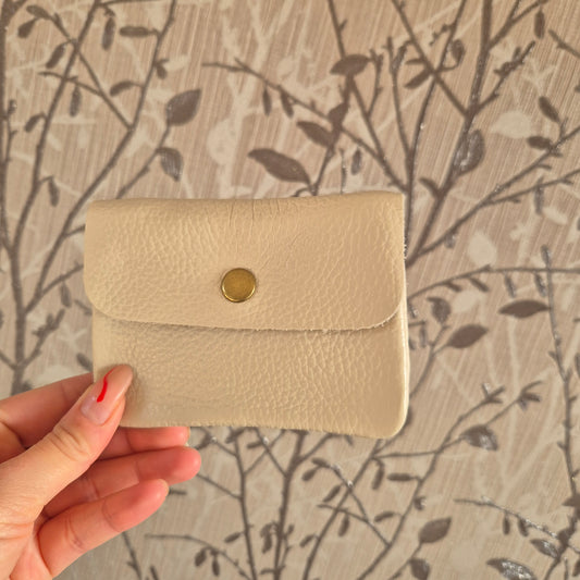 Leather coin purse - beige
