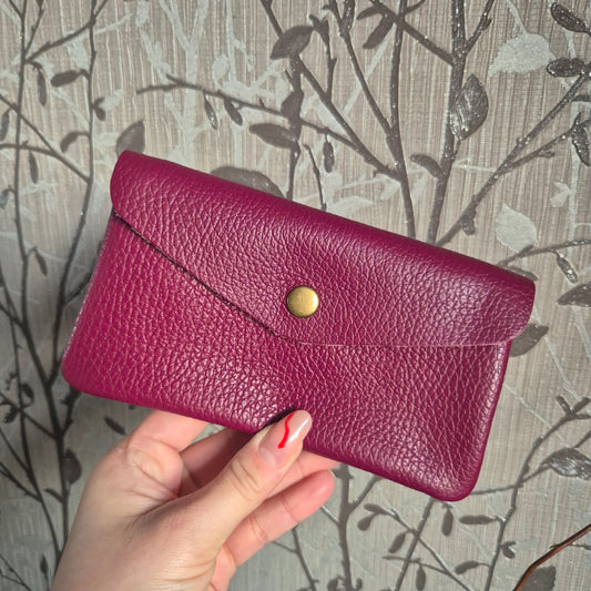 Large leather coin purse- plum