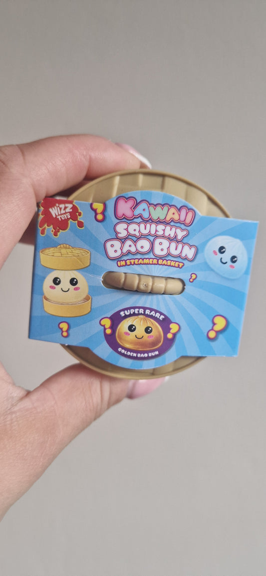 Kawaii squishy bao bun in steamer basket
